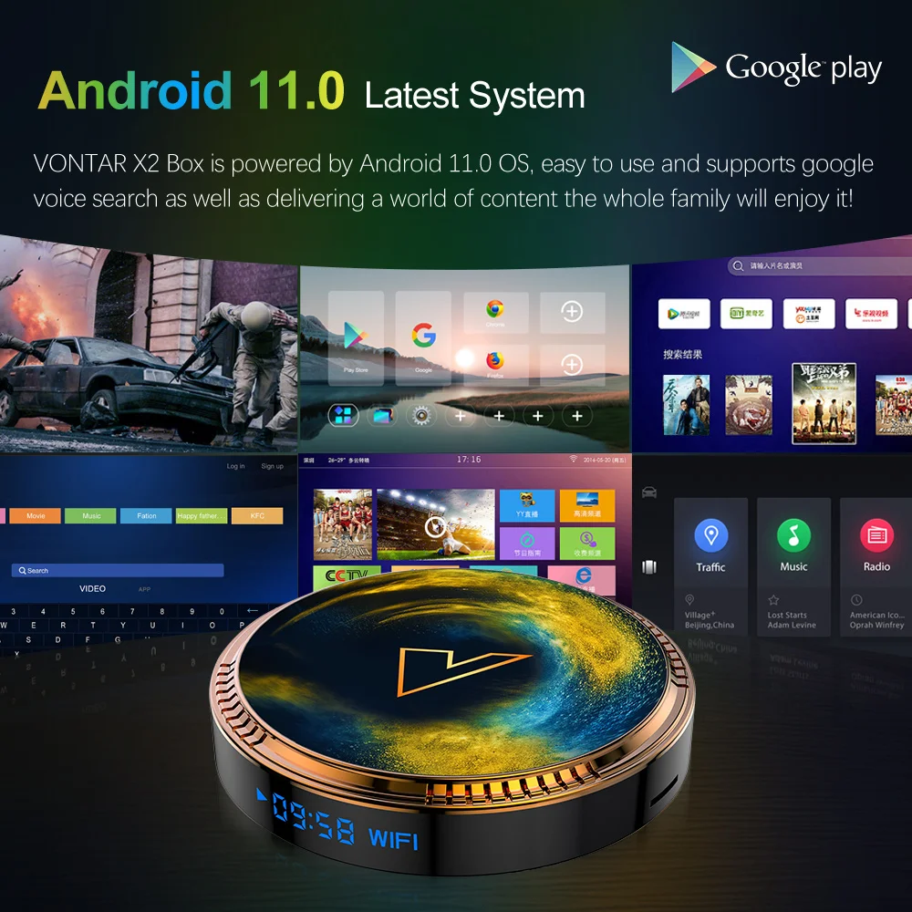 Приставка Смарт-ТВ VONTAR X2 Amlogic S905W2 Android 11 4 + 64 ГБ 32 Гб 2 16 Support AV1 Wifi BT TVBOX Media Player Set Top Box -