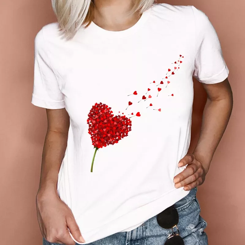 

Lovely 2021 Trend Style Fashion Cute Sweet Fashion Love Valentine Lady Clothes Tops Tees Print Sweet Tshirt T-Shirt