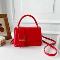 solid color pu leather womens small square bag niche design lock shoulder bag all match messenger bag female handbag 2022
