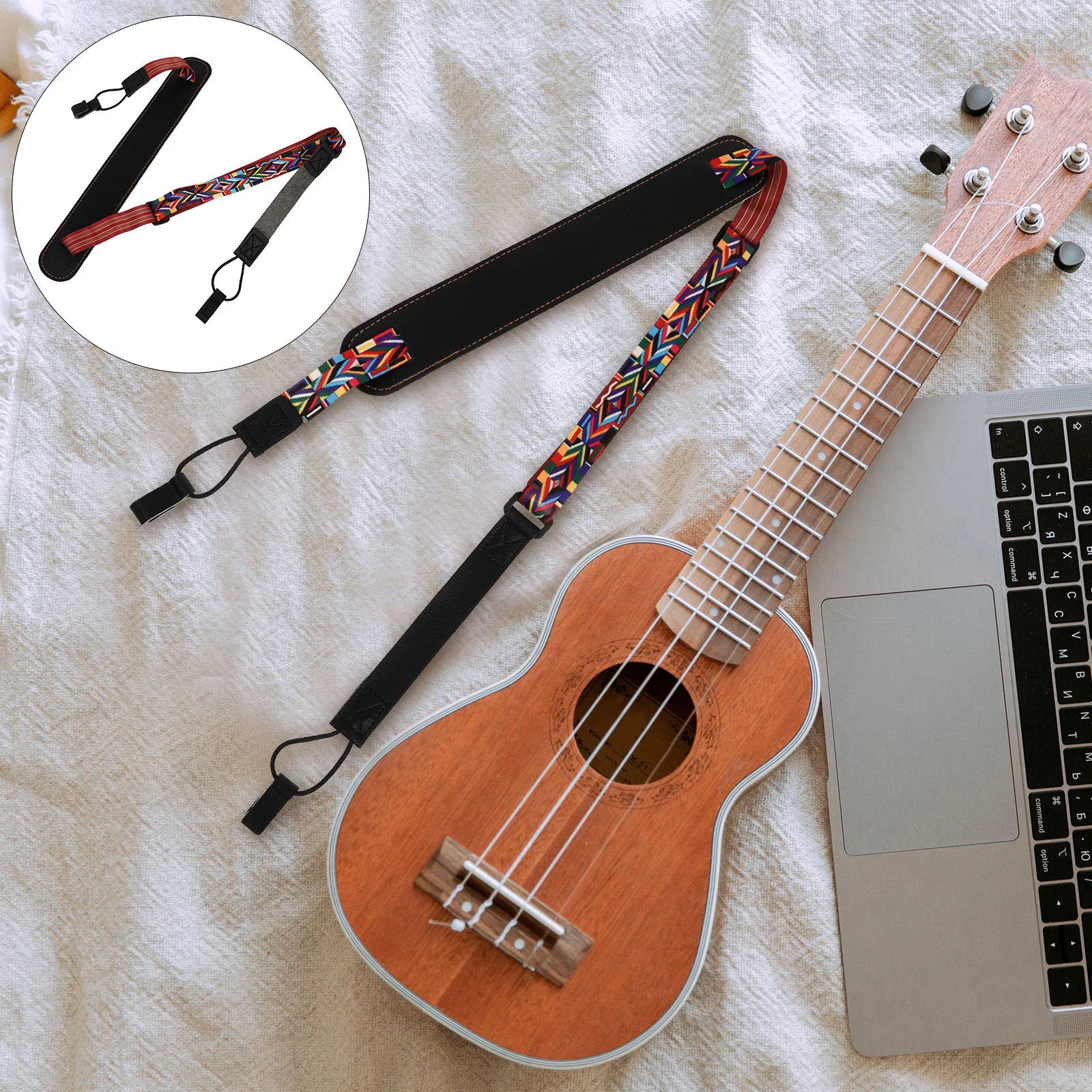

1 Pc Comfortable Cotton Carrying Strap Lanyard for Stringed Instrument Ukulele