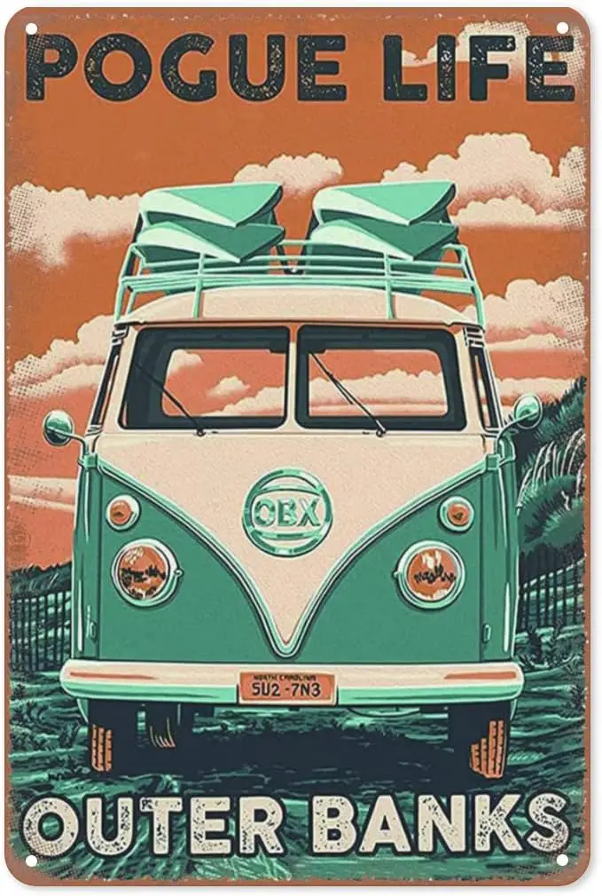 Tn Sgn Outer tn Banks Pogue Lfe Retro Добро пожаловать в nterestng Farm Country Hoe Metal 12x8nche