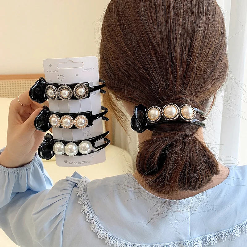 

Pearls Hair Clips Pin for Women Ponytail Holder Fashion Flower Barrettes Headwear Girls Sweet Hairpins Hair Accessories