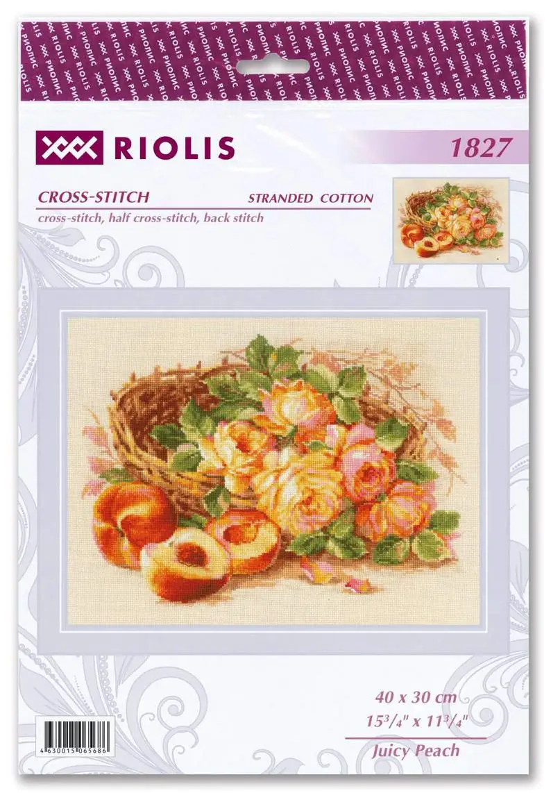 Набор для вышивки крестом Riolis 1827 "Персики и розы"