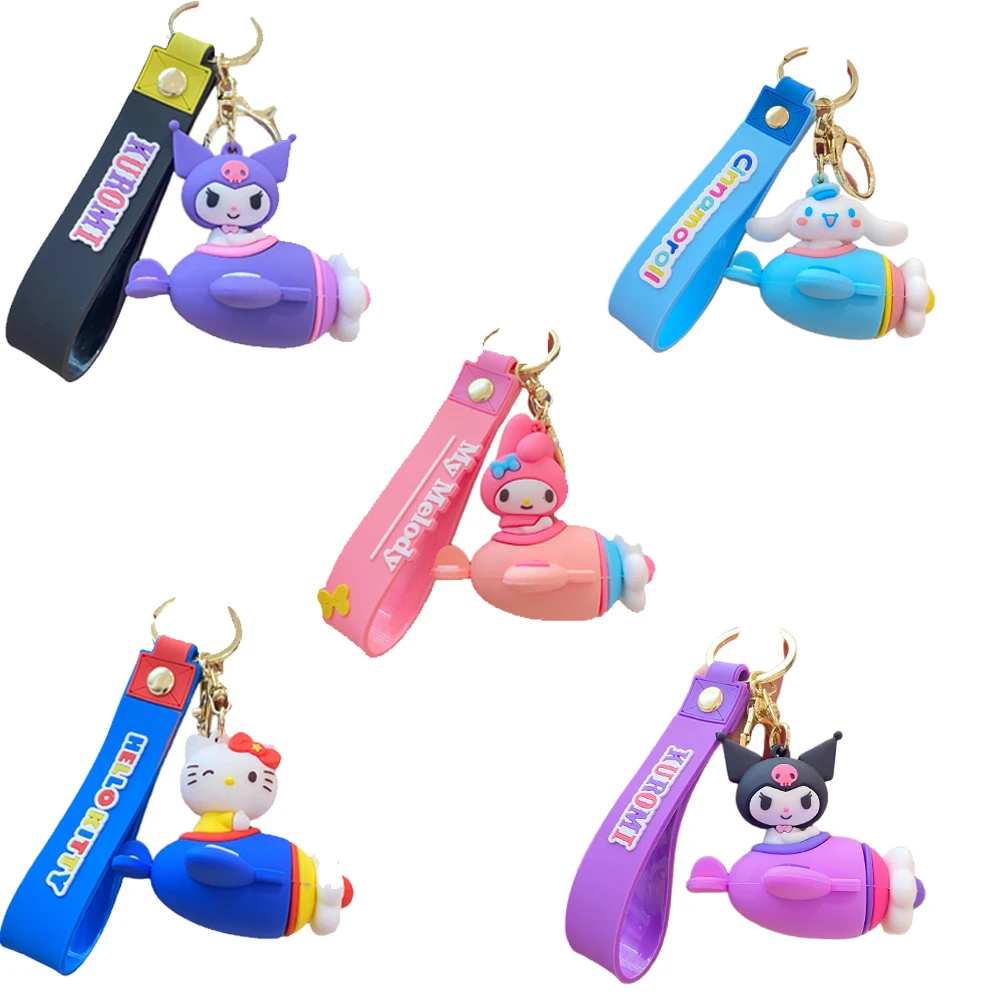 

Fashion Sanrio Keychain PVC Kuromi Rotating Airplane Keychain Cinnamoroll Car Keyring Dolls Toys Bag Backpack Pendant Gifts