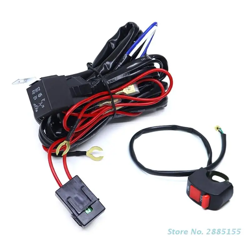 

Motorcycle Fog Light Wiring Harness LED Lamp Headlamp Refit Switch Relay Wire Motorbike Spotlight Cable Accessory