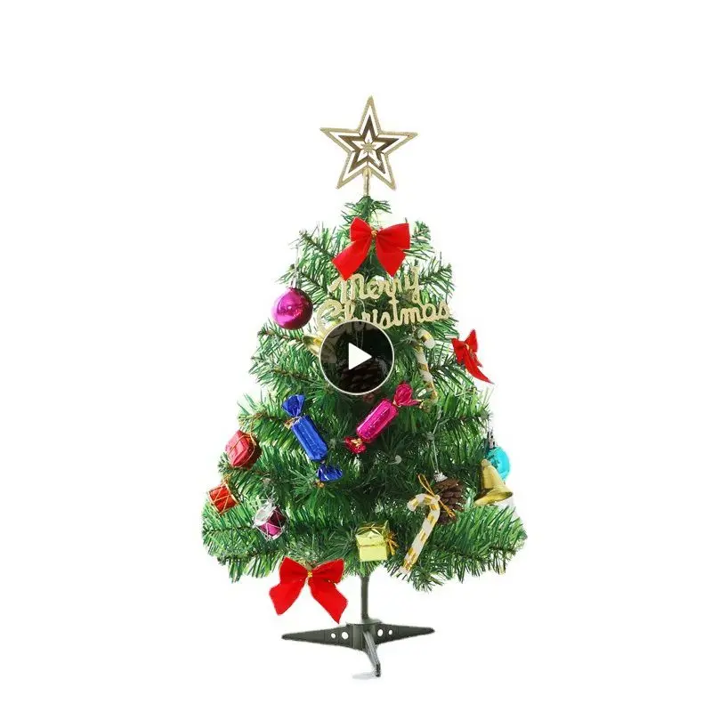 

Маленькая рождественская сосна для дома, настольные декоративные украшения на батарейках со светодиодной гирляндой ручной работы, 50 см