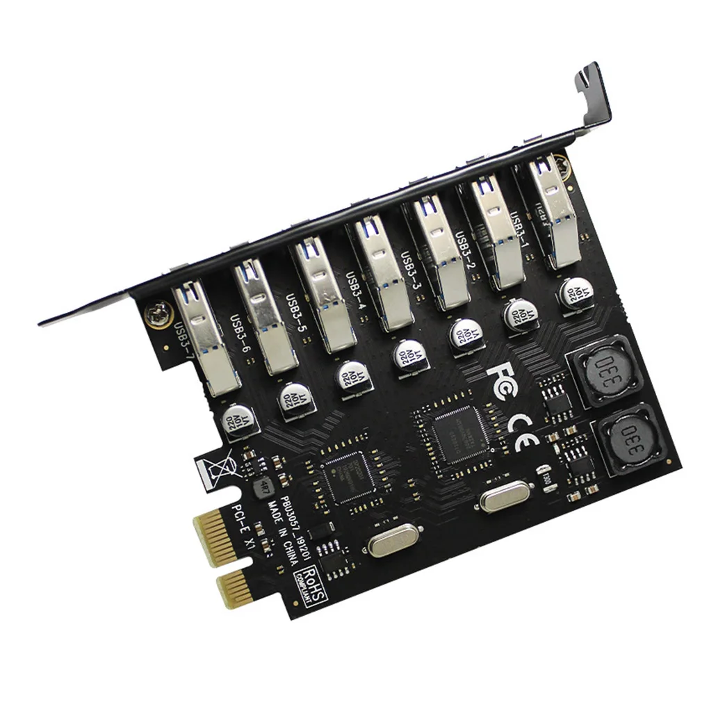 

PCI-E 1 to USB 3.0 Controller Expansion Extender Card 7 Ports Converter Power Connector Adapter Component Accessories