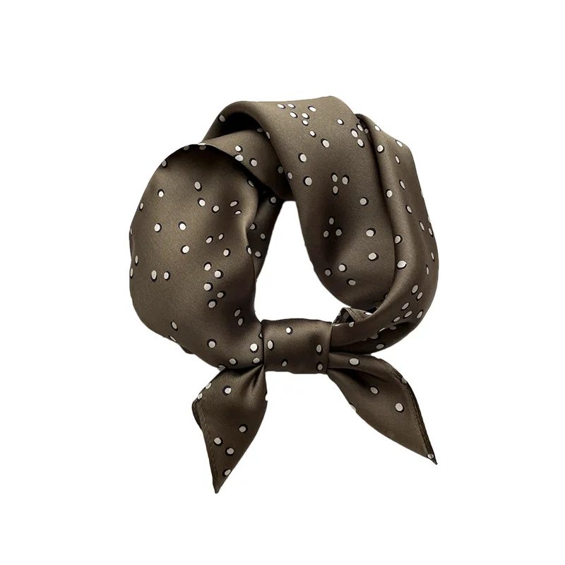 Женский шелковый шарф-бандана в горошек 100%