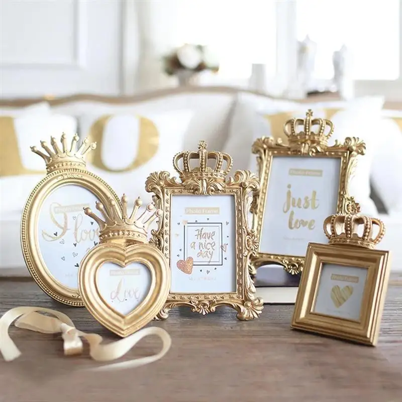 

European-Style Golden Resin Stage Photo Frame Decoration Luxury Wedding Photo Creative Craft Gift Retro Home Decoration