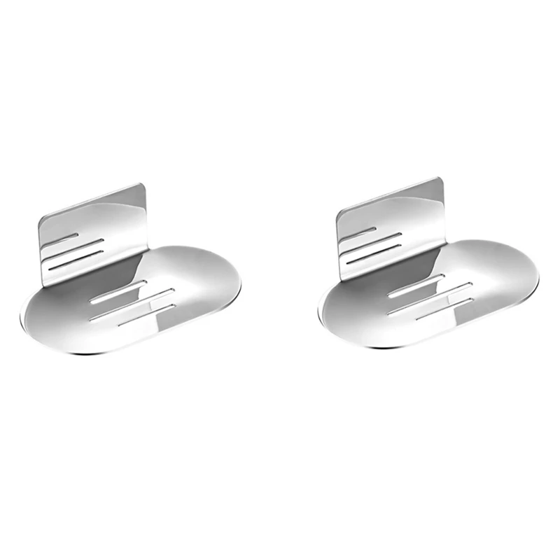 

2Pcs Sticky Soap Dish, No Punch Soap Dish For Shower,Stainless Steel Wall Mounted Soap Rack For Bathroom Kitchen