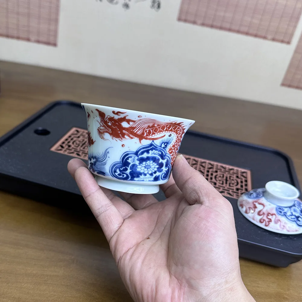 Ручной работы с синим и белым цветком HAILANG красным узором высококачественный