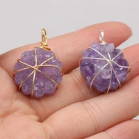 natural stone amethyst winding irregular flower pendant for jewelry makingdiynecklace accessories healing gems charm gift22x30mm