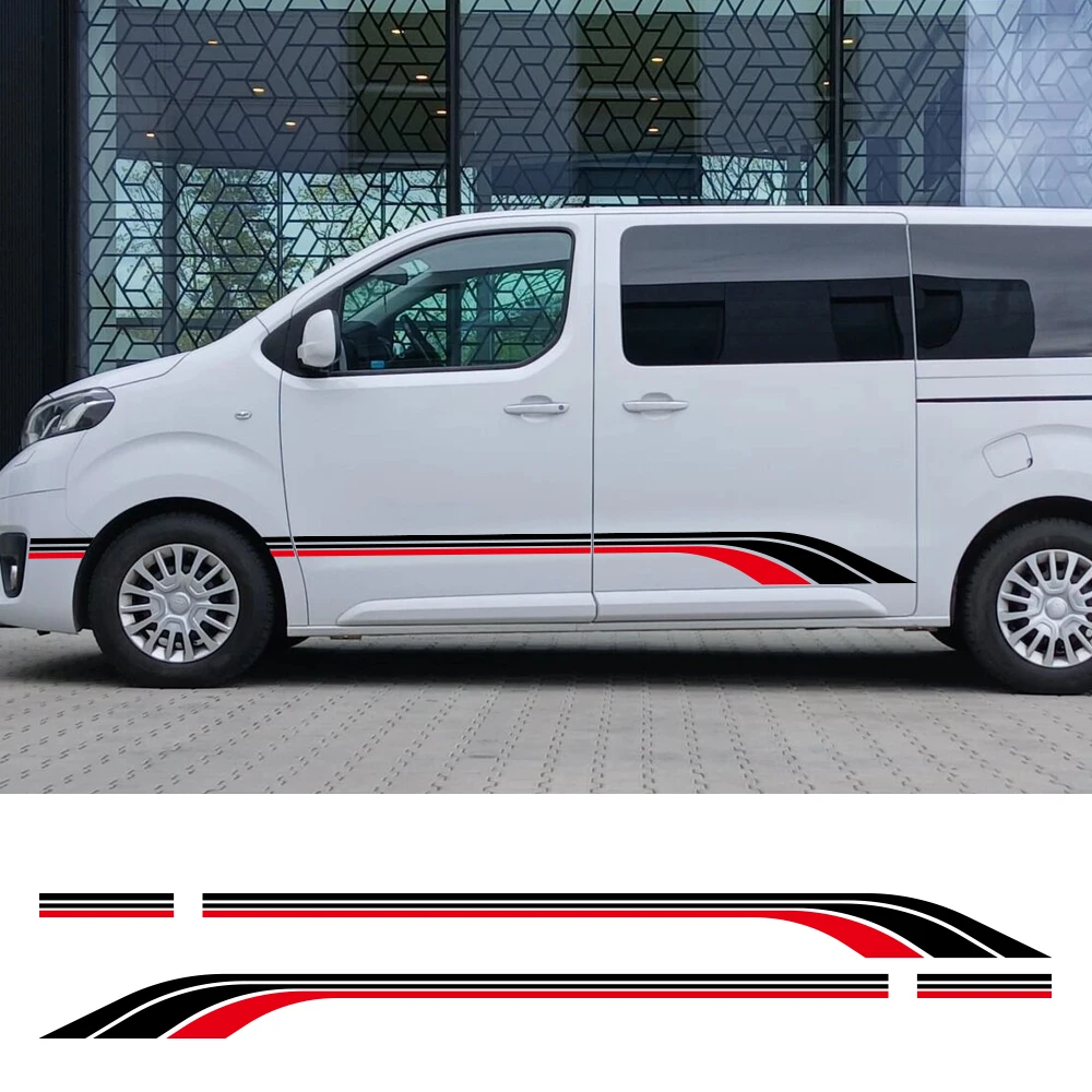 Фото 2 шт. наклеек-полосок на боковые двери автомобиля для Toyota Proace Verso City Camper Van, виниловая пленка, декоративные наклейки, спортивные автоаксессуары №1