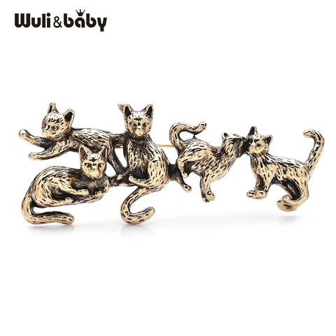 Брошь Wuli&baby 5 кошки