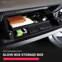 storage glove box for tesla model 3 y left hand drive tidying console armrest box organizer anti skid stowed flocking container