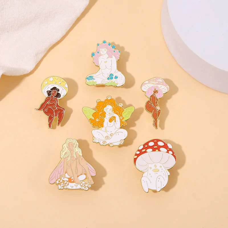

Mushroom Head Girl Pin Insect Girl Pin Backpack Clothing Accessories Alloy Enamel Lapel Pins Brooch