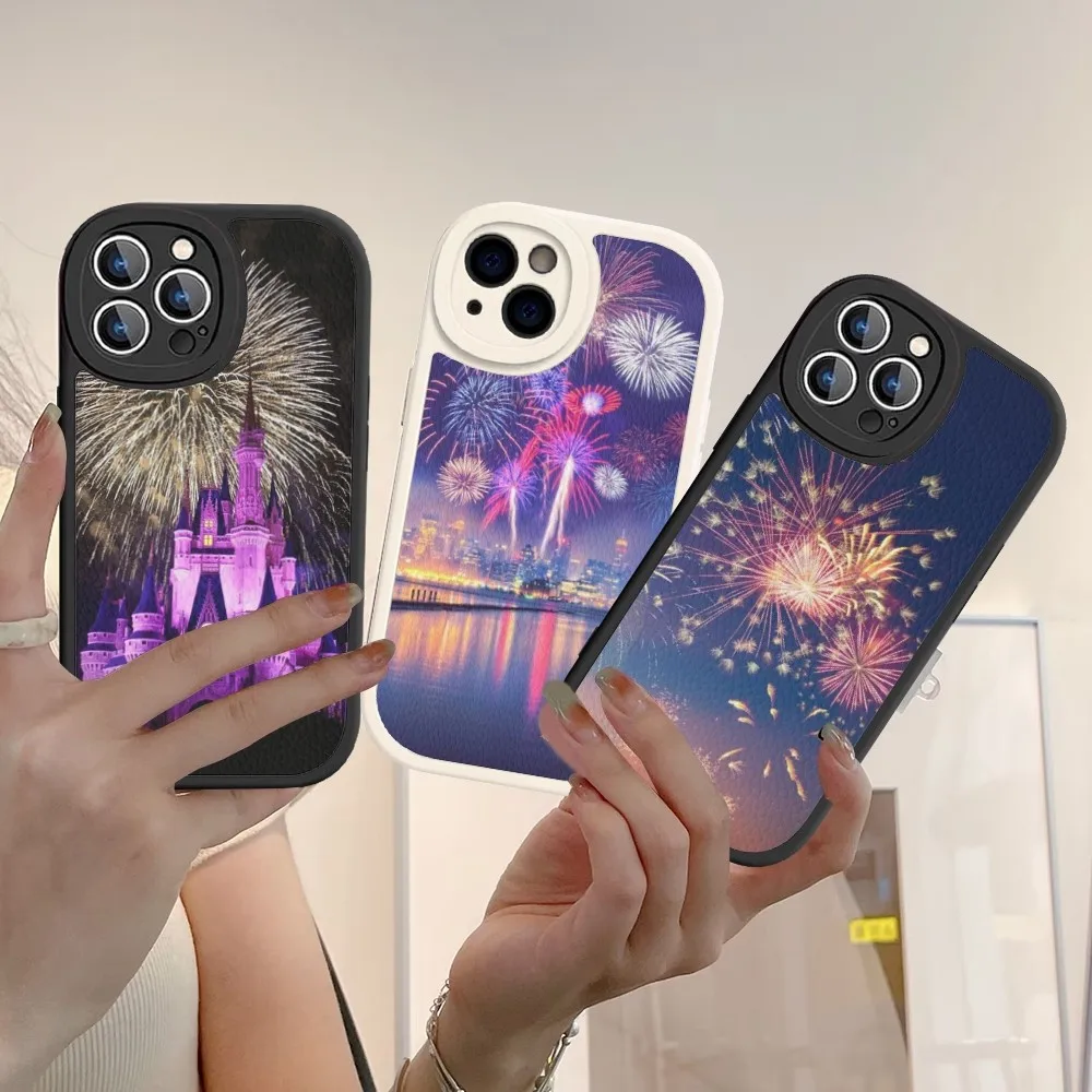 

Fireworks Color Phone Case Hard Leather For IPhone 14 13 12 Mini 11 14 Pro Max Xs X Xr 7 8 Plus Fundas