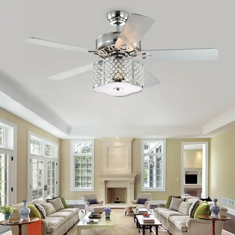 

52-inch 5-Blade 3-Light Silver Fandelier