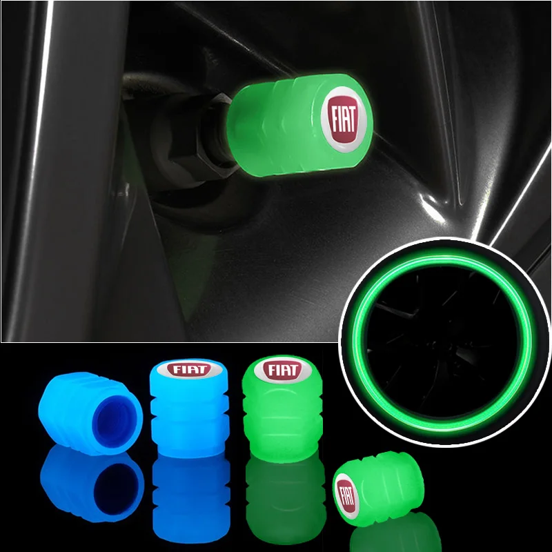 

4Pcs Car Tyre Luminous Valve Caps Fluorescent for Fiat 500 Punto Tipo Doblo Panda Bravo 2007 500x Uno Freemont Car Accessories