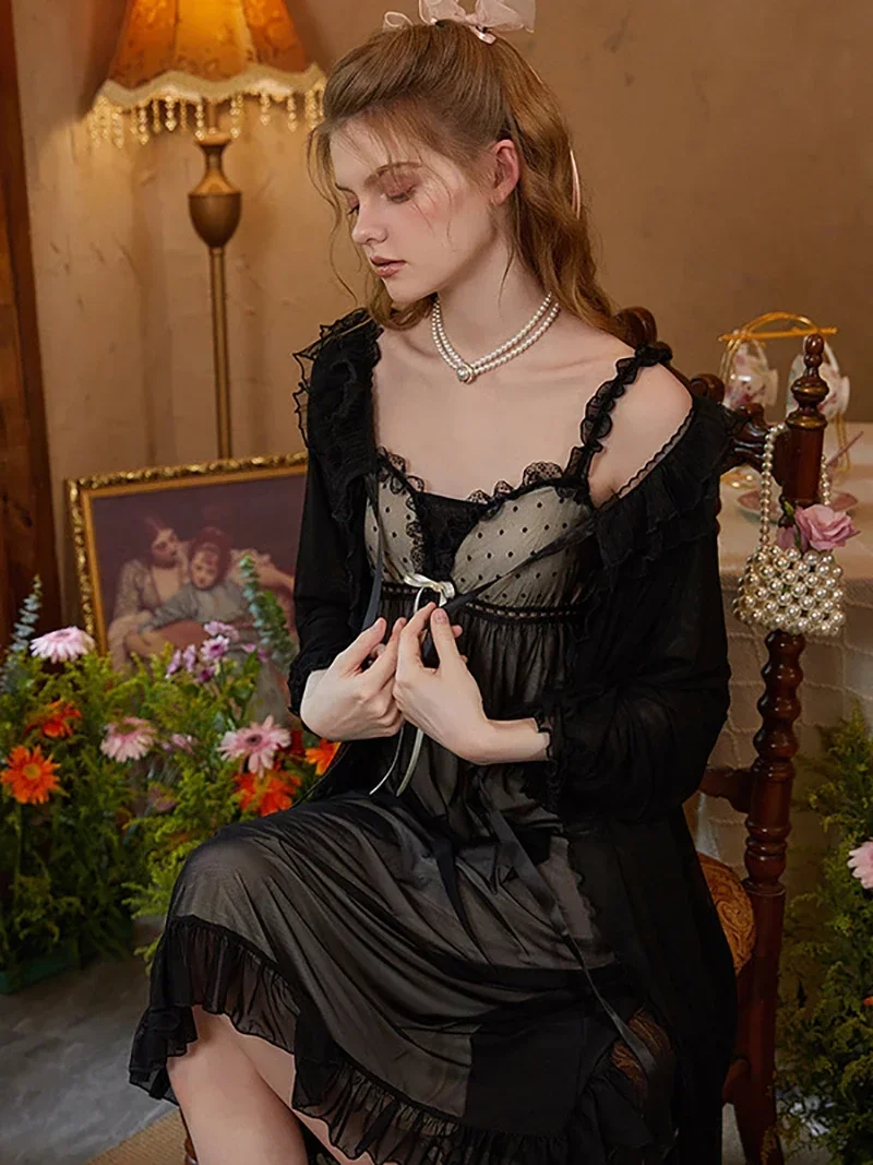 Женское платье принцессы ночная рубашка Женский комплект из двух предметов на