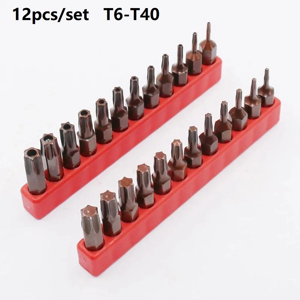

12pcs/lot 1/4 Inch S2 Alloy Steel 25MM Long Magnetic Torx Screwdriver Bits Set Tools T6 T7 T8 T9 T10 T15 T20 T25 T27 T30 T35 T40