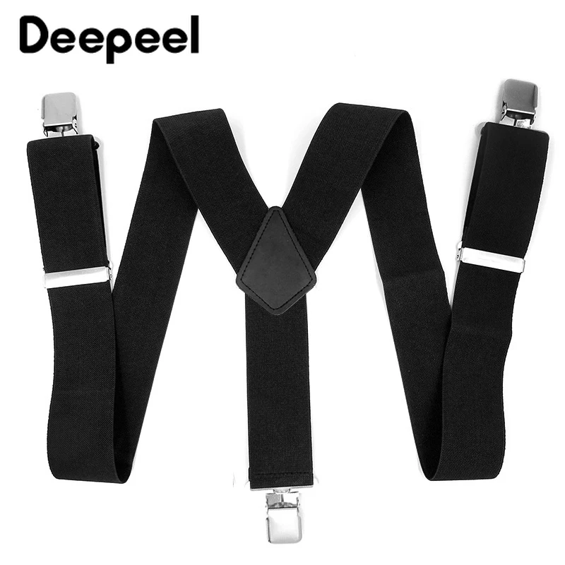

1Pc Deepeel 5cm Widen Fashion Adult Men's 120cm Long Adjustable 3 Clips Suspenders for Suit Trousers Jeans Elasticity Straps