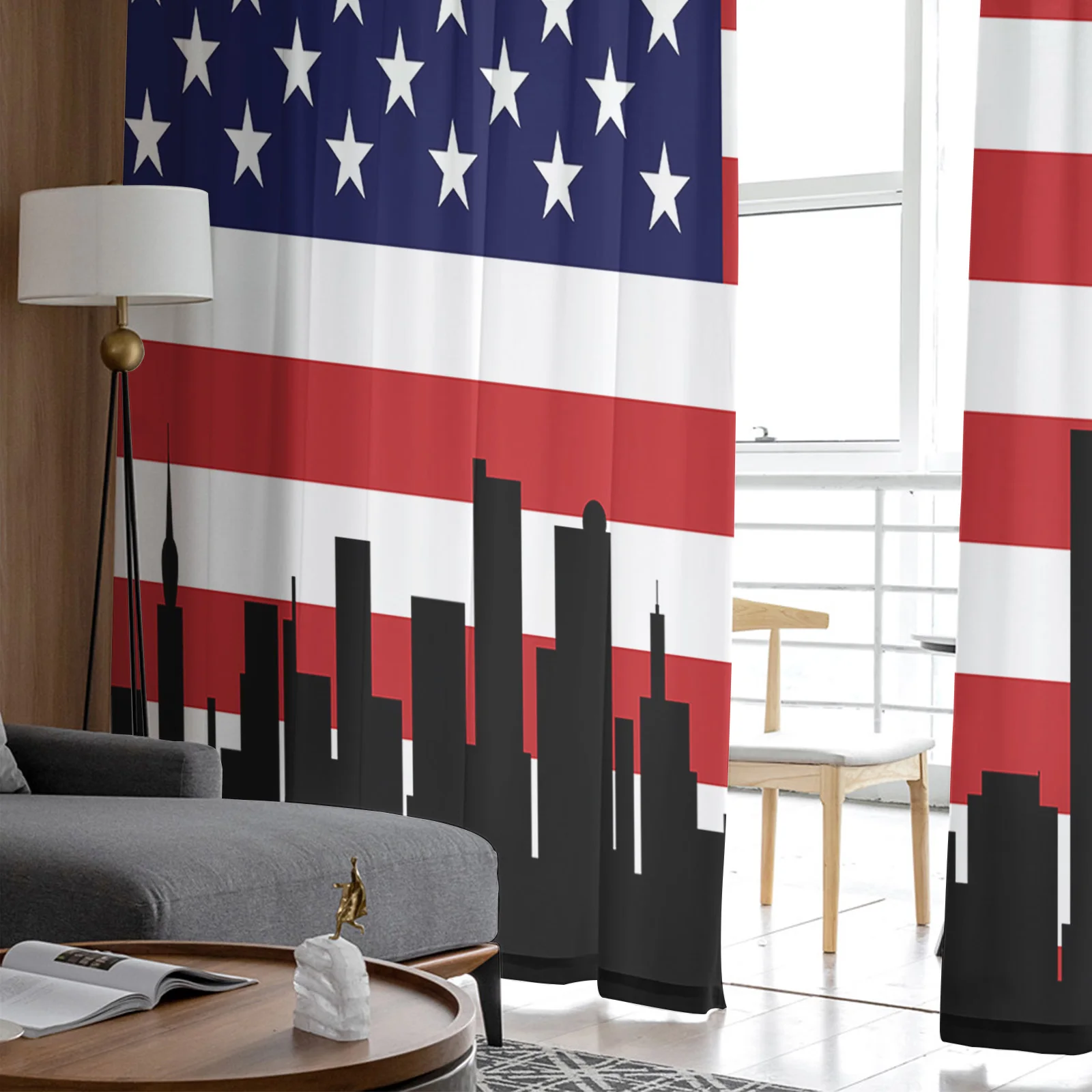 Шифоновые тюлевые шторы с флагом и статуей свободы прозрачные Занавески для
