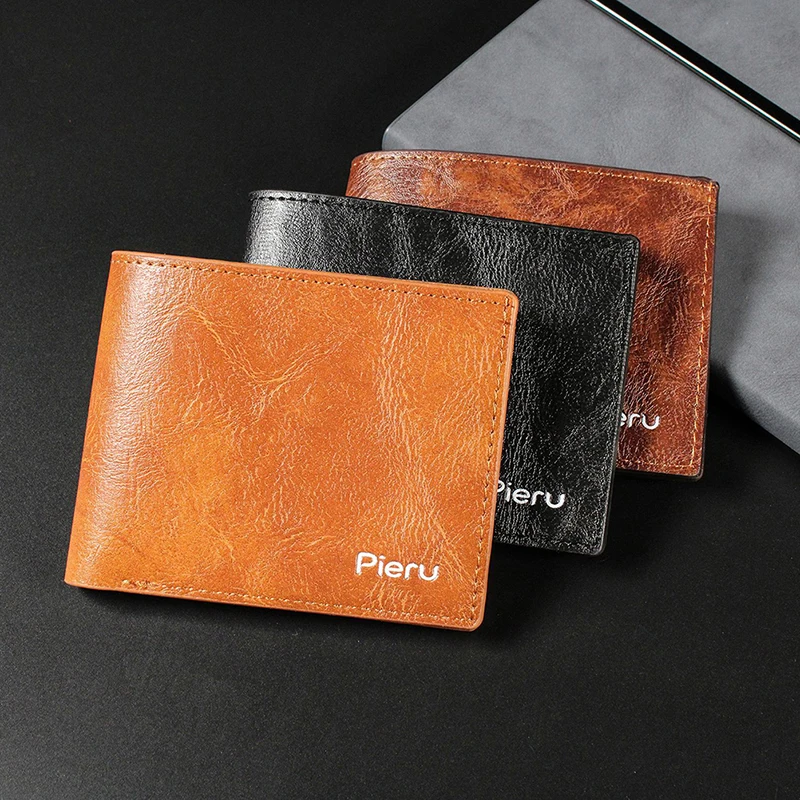 

11.5x1.5x9.3cm Vintage Men Wallet PU Leather Brand Luxury Wallets Short Holder Clip Credit Card Money Bag