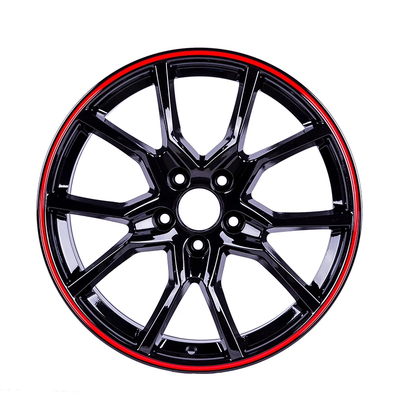 

JT033-5 red lip 15 16 17 18 inch black rims 4x100 r15 deep dish wheels 4x1143 pcd 4 hole car rim