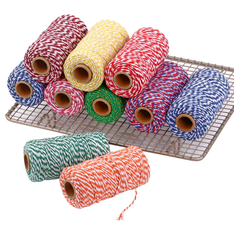 

100m 2mm Cotton Bakers Twine String Cord Rope Two-color Cotton Craft Twine Home Textile Gift Packaging Thread Wedding Decoration