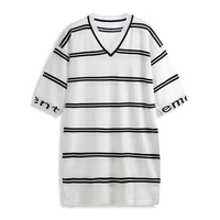 hlbcbg summer striped t shirt women harajuku side slit oversized cotton tees dresses woman clothes loose female black tops