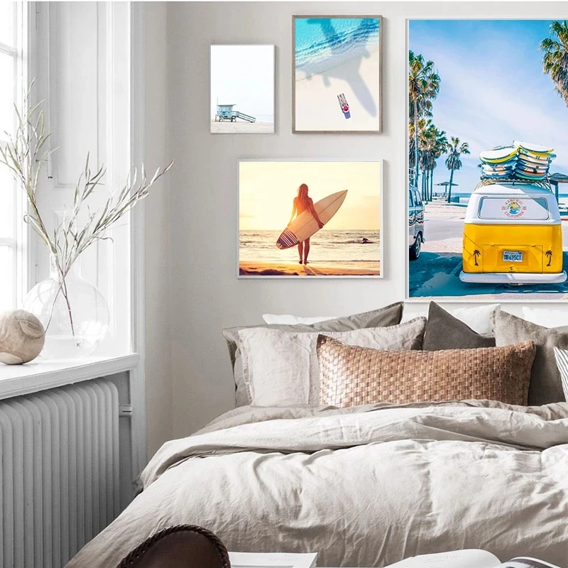 

Landscape Wall Art Poster Car Print Skateboard Painting Palm Tree Posters Waves Prints Nordic Wall Pictures Bedroom Decoration