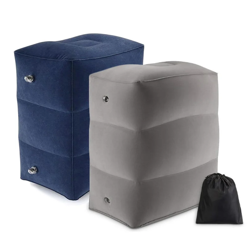 

Car Foot Rest Pillow Quick Inflatable Adjustable Height Footrest Soft Flocking Fabric Home Office Car Universal Foot Resting Pad