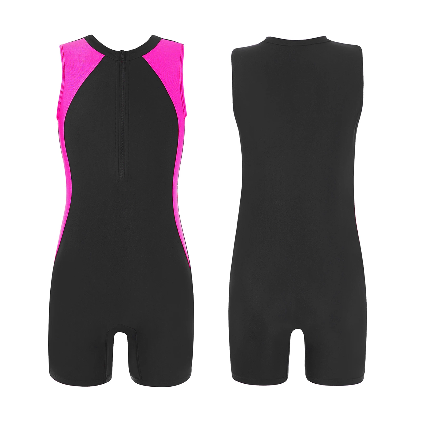 

Летний слитный купальник Rashguard для маленьких девочек без рукавов, купальный костюм на молнии, купальный костюм, комбинезон с цветными блоками, пляжная одежда для плавания