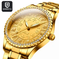 qingxiya 2022 new quartz watch mens watches top brand luxury gold stainless steel waterproof luminous watch relogio masculino