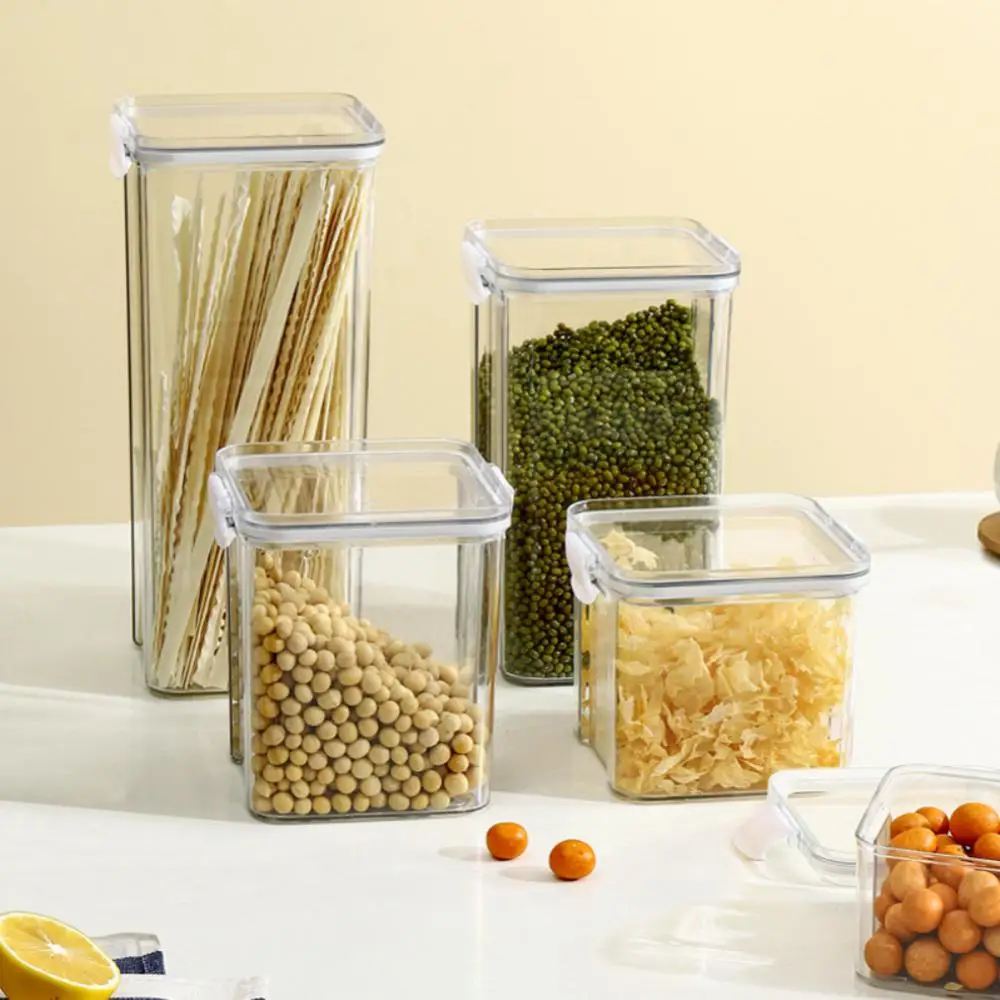 

Food Preservation Box Kitchen Storage Box For Bulk Cereals Sealed Ring Bottles With Lid Sealed Cans Jars Keep Fresh Transparent