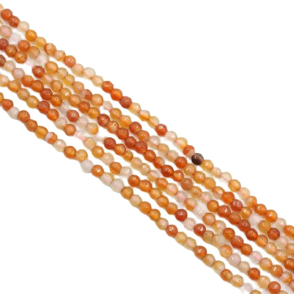 

APDGG 4mm 5 Strands Natural Carnelian Red Agate Faceted Round Beads Gemstone Beads 15" Strand Jewelry Making DIY