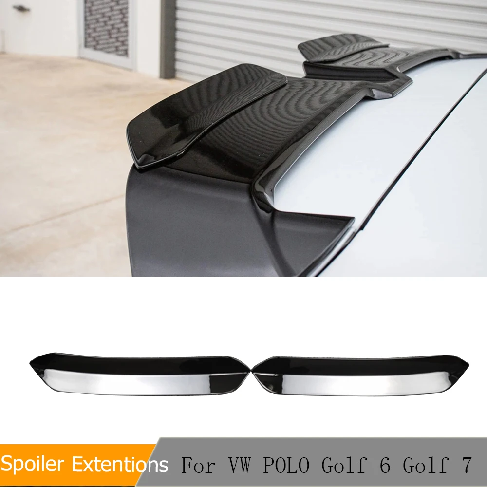 

2pcs For O Style Roof Spoiler Extentions Flaps Rear Wing Fit for VW POLO Golf 6 Golf 7 MK7 7.5 R GTI ABS Carbon Fiber/Black
