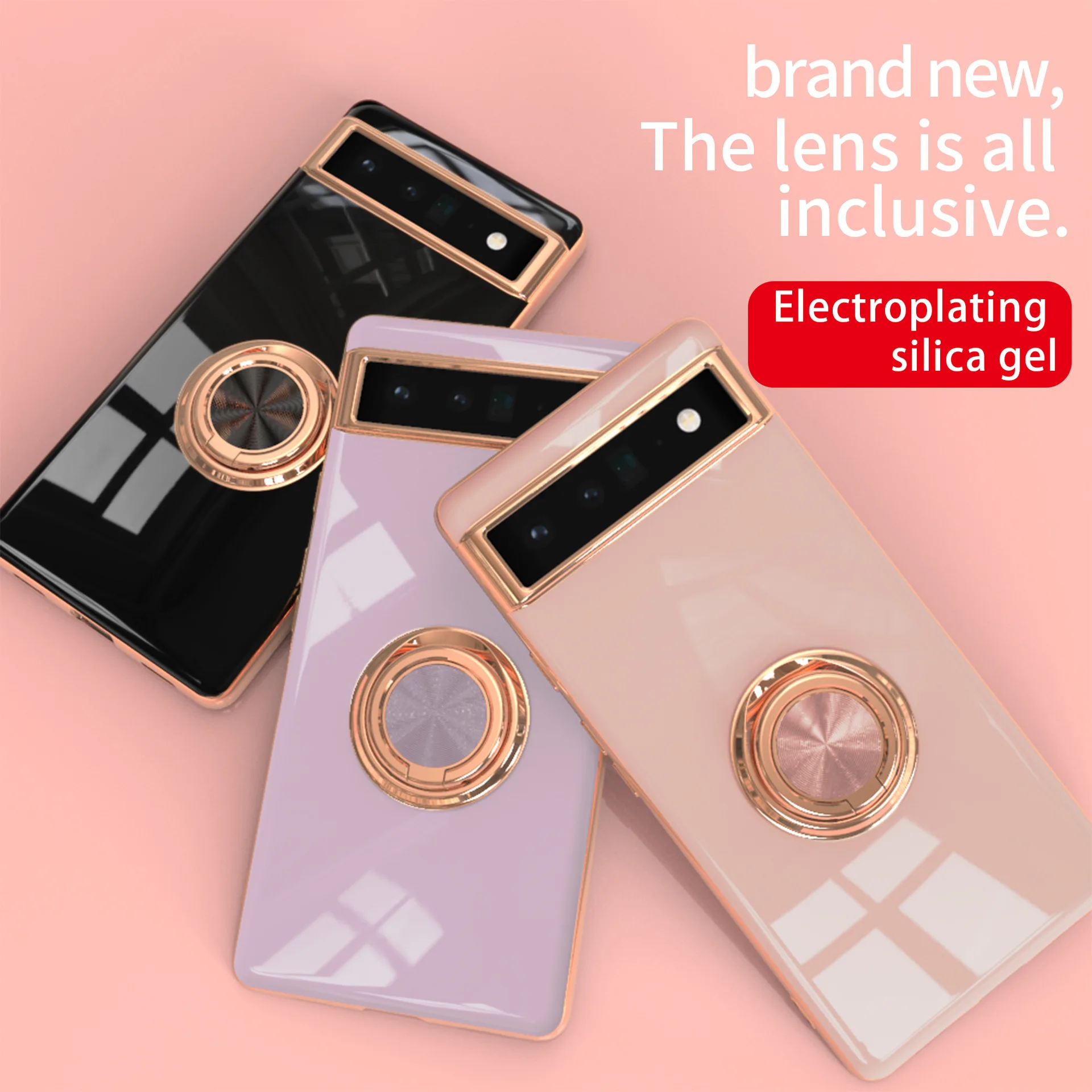

Suitable for Google Pixel 6A Mobile Phone Shell 6a Electroplating Protective Sleeve Ring Buckle Car Magnetic Suction TPU