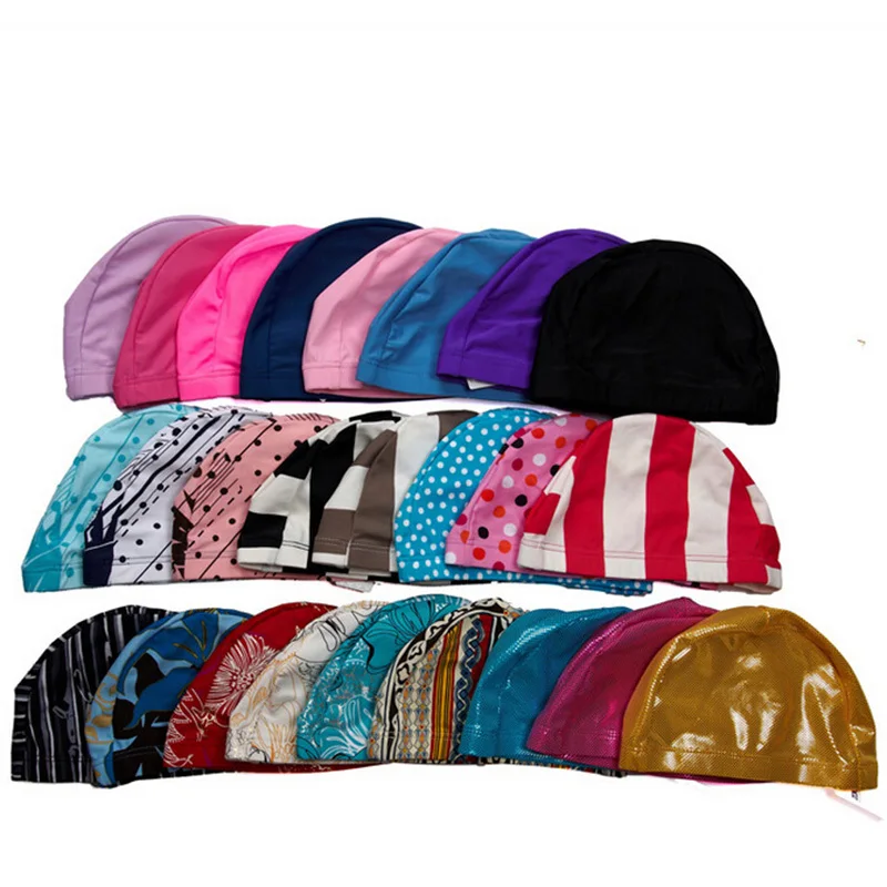 

Adults Men Women Sporty Ultrathin Adult Bathing Caps Fabric Protect Ears Long Hair Sports Swim Pool Swimming Cap Hat Free Size