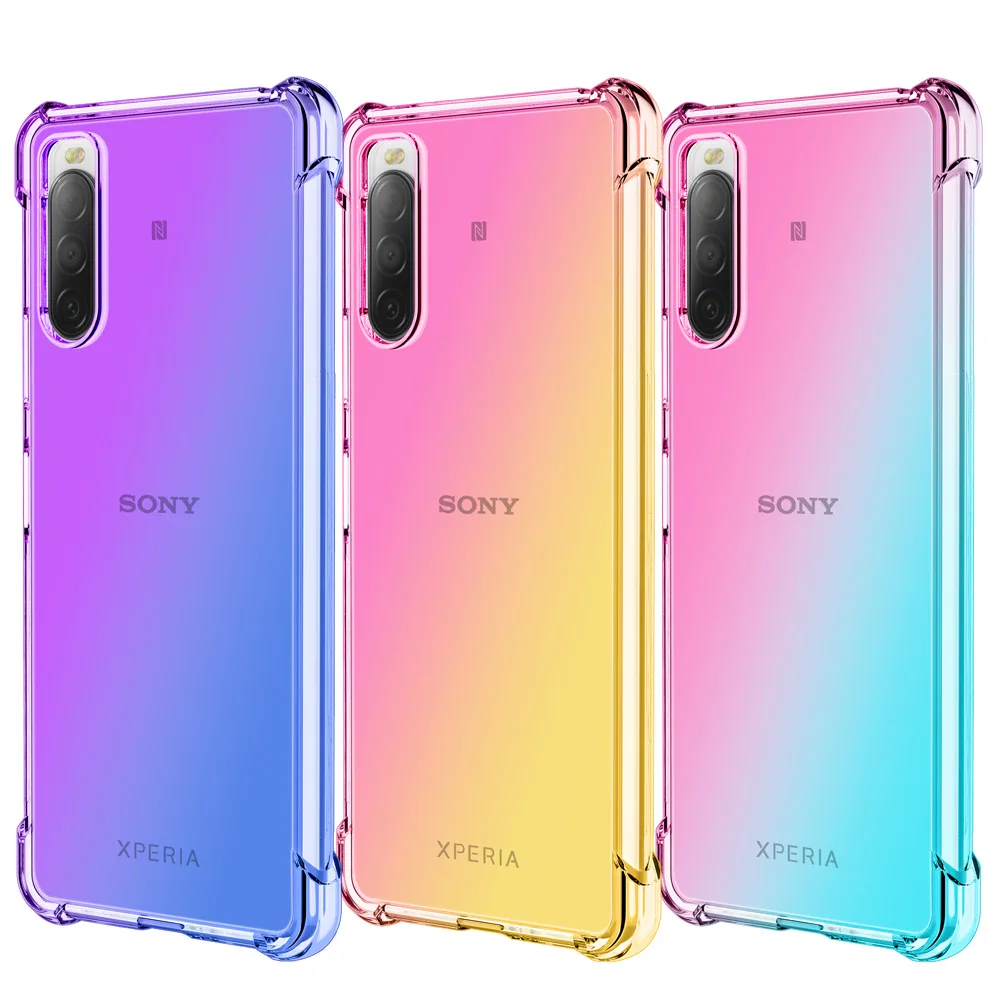 

Shockproof Air-Bag Case for for Sony Xperia 5 IV 10 1 III II Ace 8 Gradient TPU Silicon Cover Four Corners Anti-Drop Phone Shell