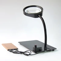 pd 032c magnifier with desktop led lamp 8x magnifying glass for electrics metal and plastic inspection