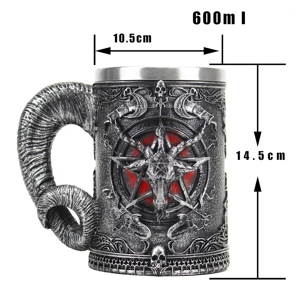 600ml 200ml Baphomet Pentagram Horn Goblet Wine Glass Gothic Wicca Pagan Mystical Coffee Beer Mugs Tankard Mystic Wicca Fan Gift images - 6