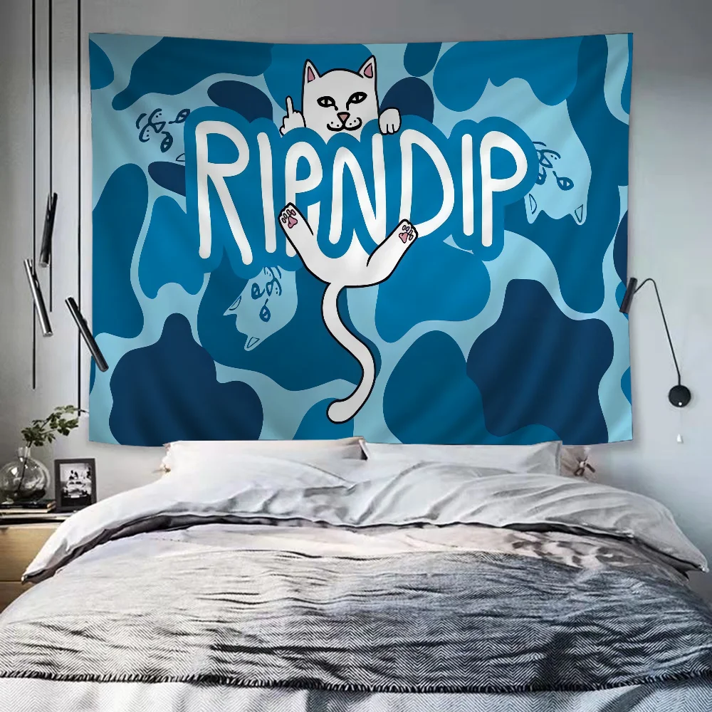 Cat R-Ripndips Hippie Wall Hanging Tapestries For Living Room Home Dorm Decor Art
