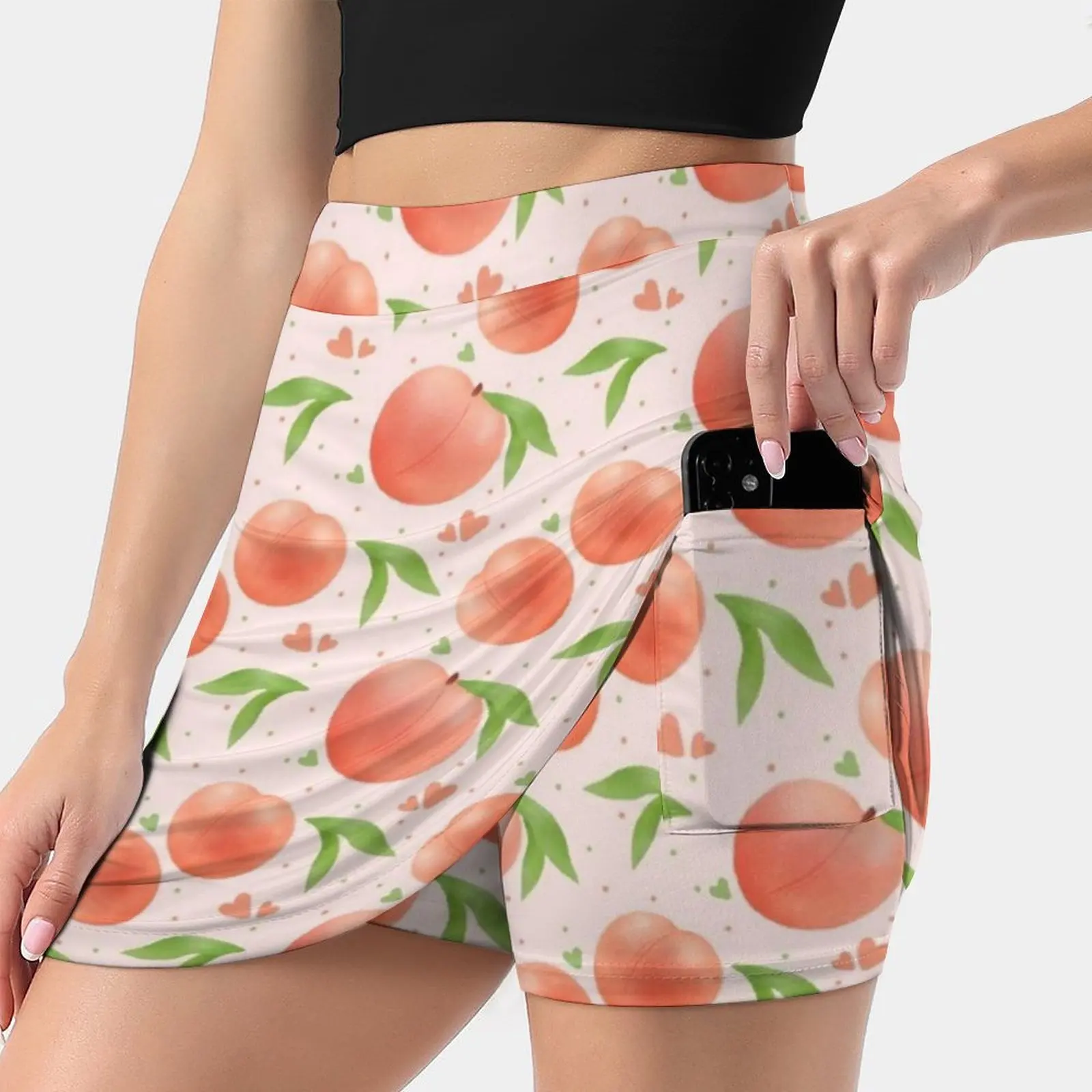 

Peaches Women's skirt With Pocket Vintage Skirt Printing A Line Skirts Summer Clothes Peach Peaches Pattern Orange Nature Fruit
