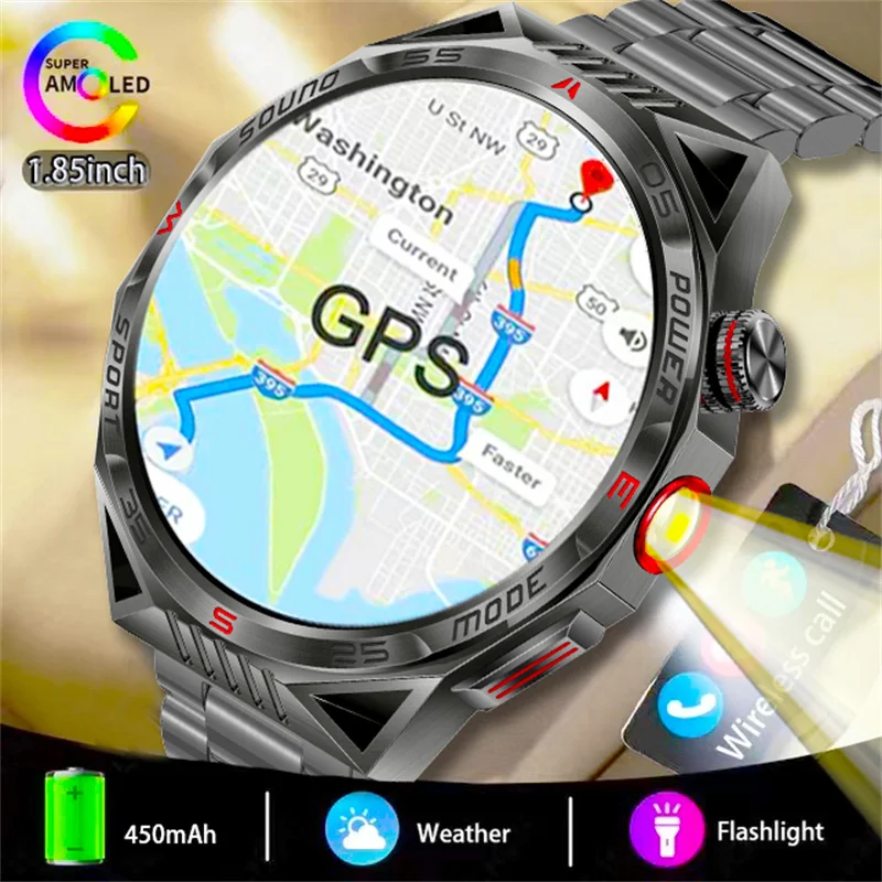Мужские смарт-часы AMOLED-дисплей с GPS Bluetooth-вызовом цвет в ассортименте