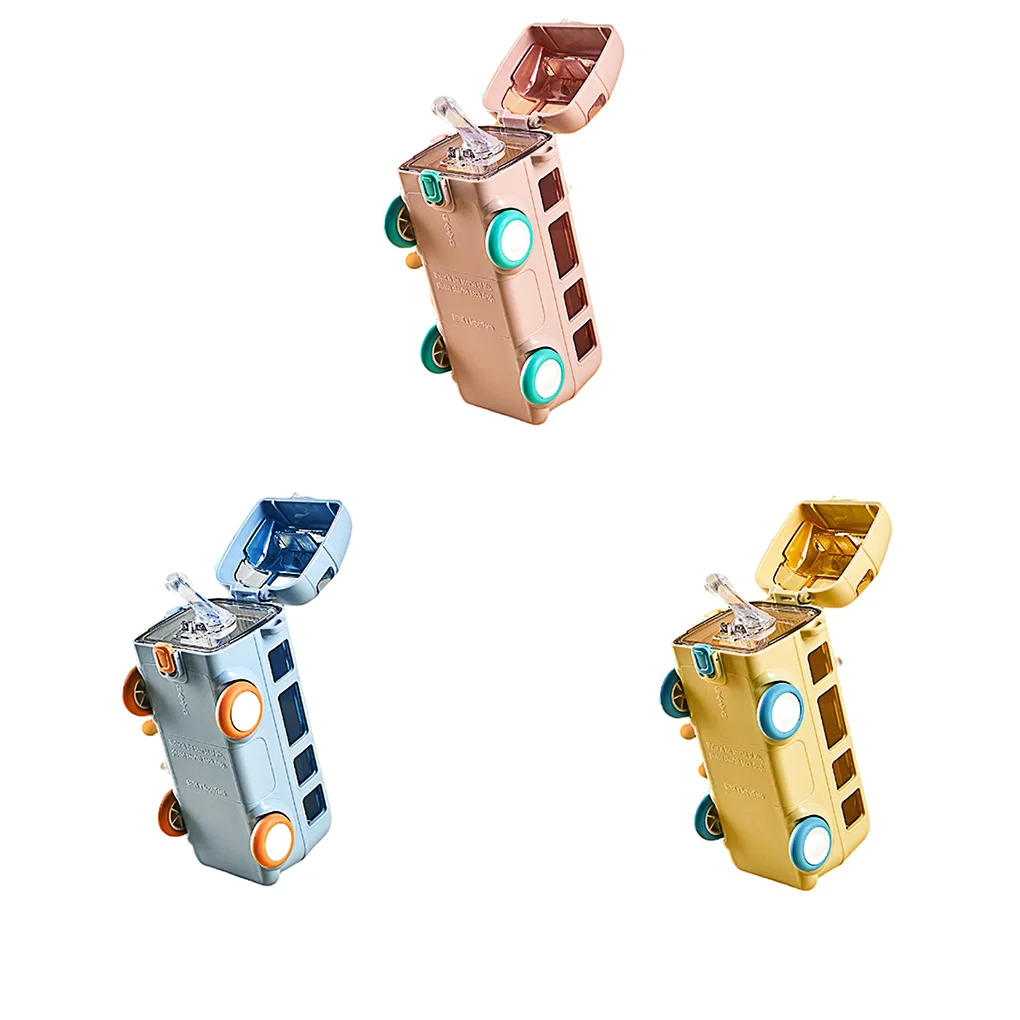 

Children Car Straw Cup Kids Cartoon Bus Water Bottle Outdoor Leakproof