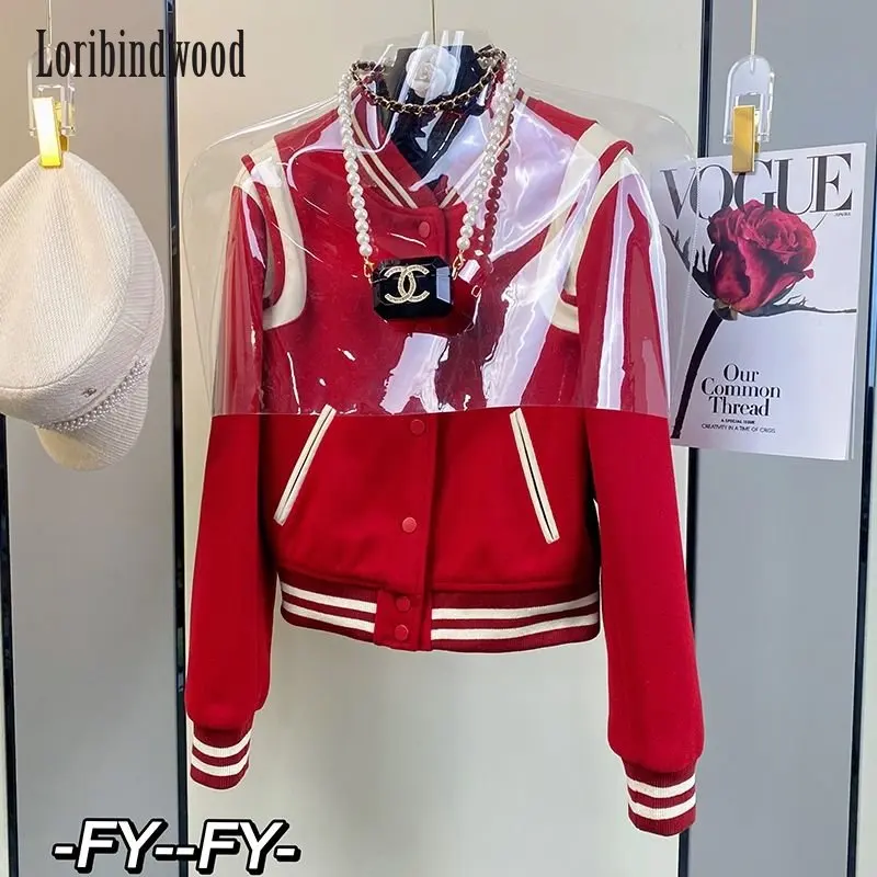 

Red coat female 2022 new vintage Hong Kong flavor design sense senior sense baseball clothing spring cardigan top