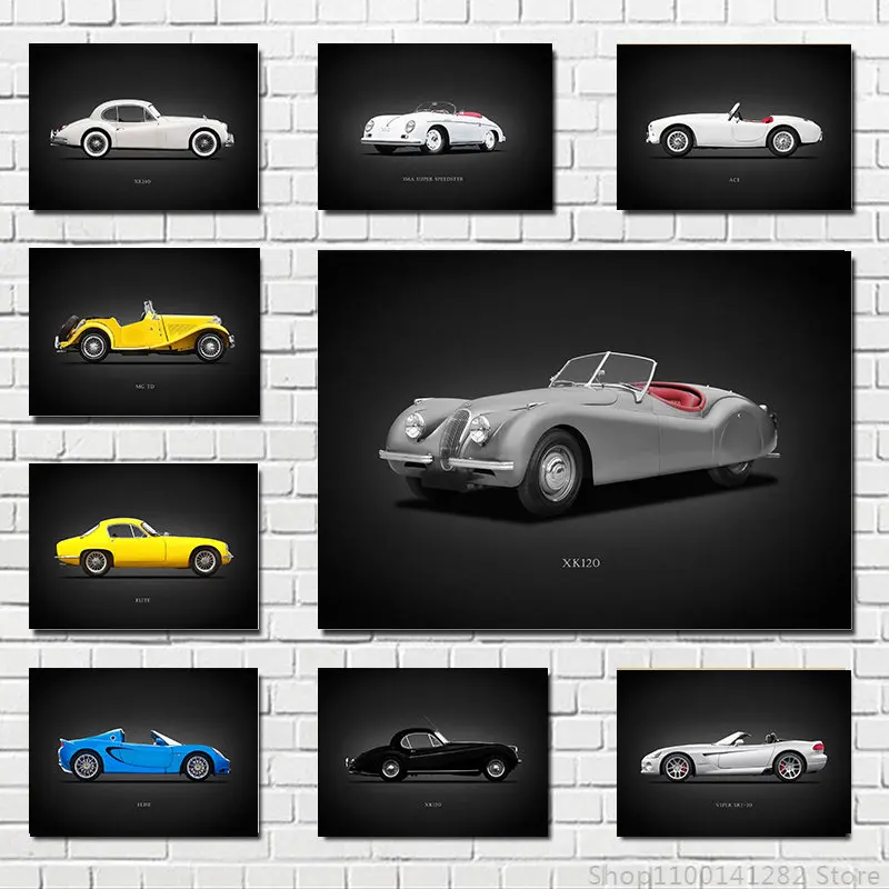 

Новый Ретро-постер для автомобиля, скандинавские классические автомобили, настенное искусство, украшение для дома, эстетическое милое украшение для комнаты, холст, подарок для парня