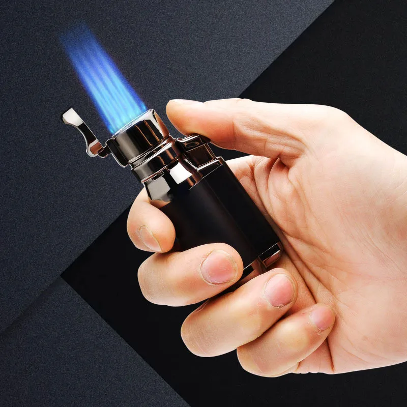 

4 Jet Torch Blue Flame Cigar Lighter Tobacco Smoking Accessories Refillable Gas Butane Torch Lighter Cigarette for Cigar Man